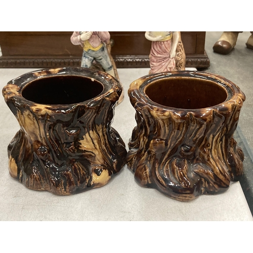 253 - A PAIR OF CERAMIC OAK TREE VASES