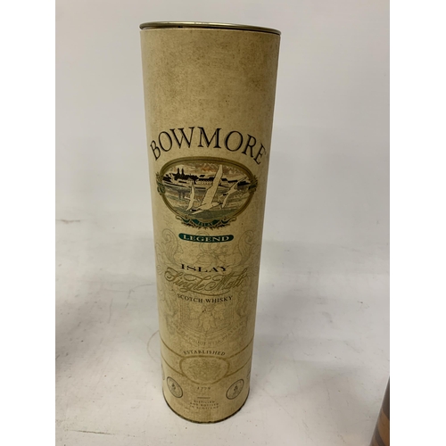 512 - A BOXED BOTTLE OF BOWMORE LEGEND ISLAY SINGLE MALT SCOTCH WHISKY