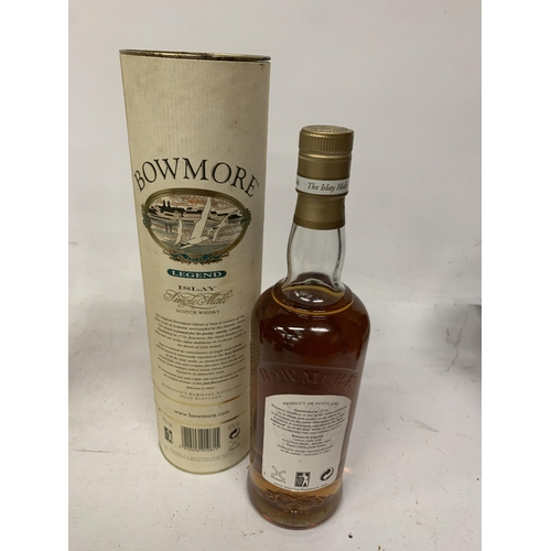 512 - A BOXED BOTTLE OF BOWMORE LEGEND ISLAY SINGLE MALT SCOTCH WHISKY