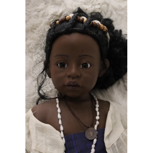 856 - A GOTZ PSH 'PHILLIP HEATH' AFRICAN GIRL DOLL IN TRADITIONAL DRESS