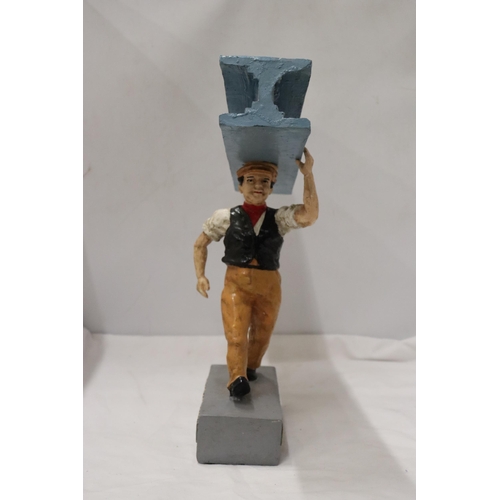 858 - A RESIN FIGURE, 'GUINNESS FOR STRENGTH', HEIGHT 36CM, WIDTH 34CM