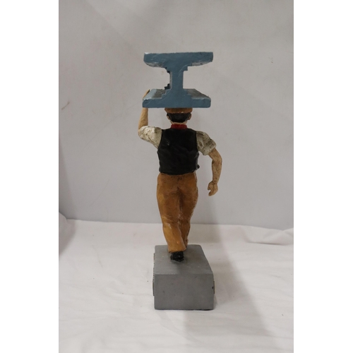 858 - A RESIN FIGURE, 'GUINNESS FOR STRENGTH', HEIGHT 36CM, WIDTH 34CM