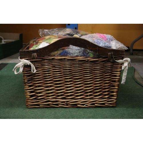 862 - A LARGE BASKET OF TAPESTRY WOOL