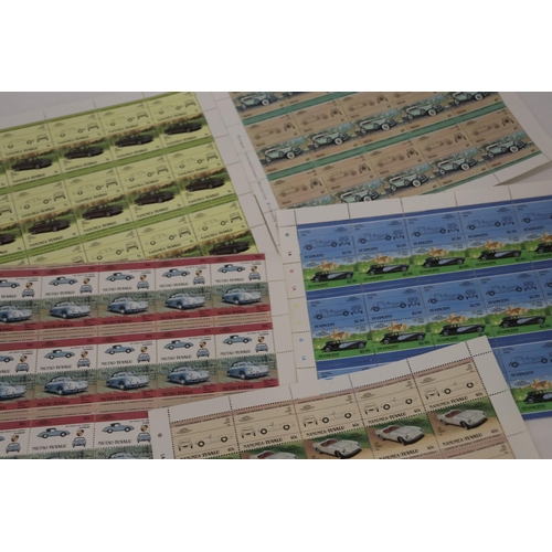 959 - A COLLECTION OF FULL SHEETS OF CLASSIC CAR STAMPS