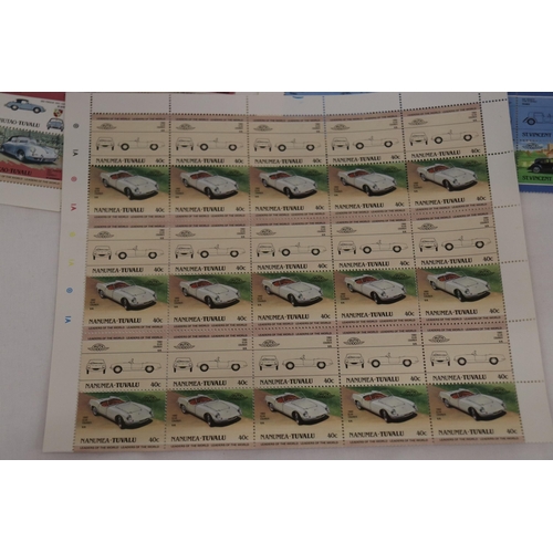 959 - A COLLECTION OF FULL SHEETS OF CLASSIC CAR STAMPS