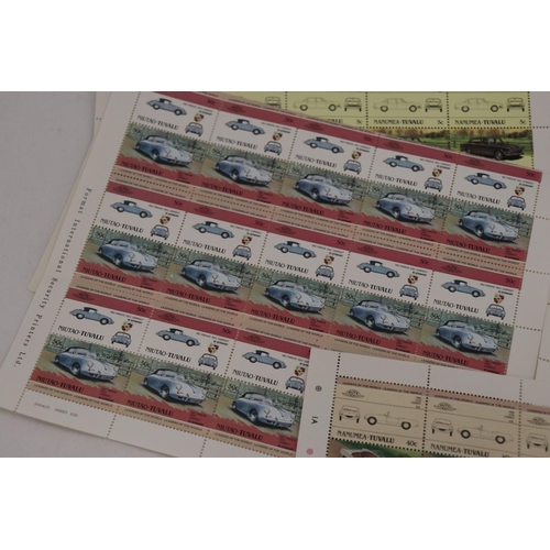 959 - A COLLECTION OF FULL SHEETS OF CLASSIC CAR STAMPS