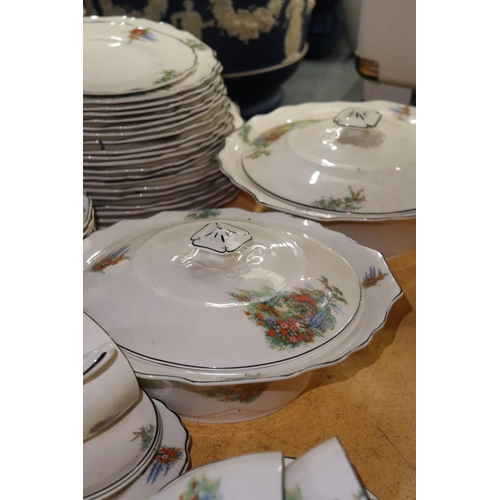 1040 - A MYOTT STAFFORDSHIRE DINNER SERVICE TO INCLUDE TUREENS, BOWLS, SAUCE BOAT, PLATES, ETC.,