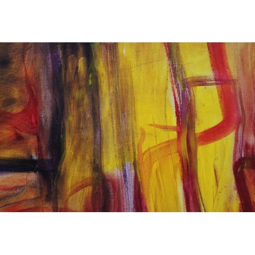 1284 - AN OIL ON CANVAS ABSTRACT PAINTING, 71CM X 71CM