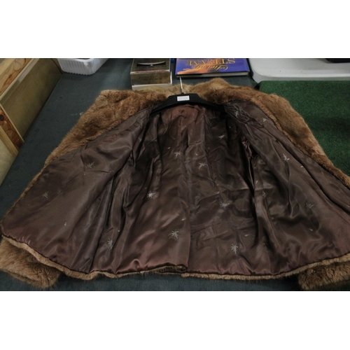 1330A - A BROWN BOLERO STYLE FUR COAT