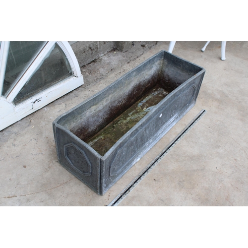 1505 - A VINTAGE SOLID HEAVY LEAD TROUGH PLANTER (L:78CM)