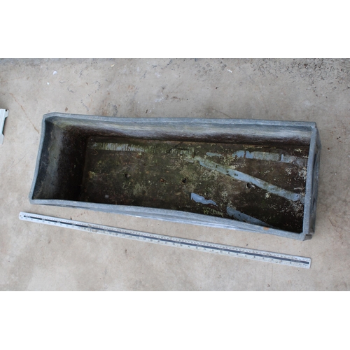 1505 - A VINTAGE SOLID HEAVY LEAD TROUGH PLANTER (L:78CM)