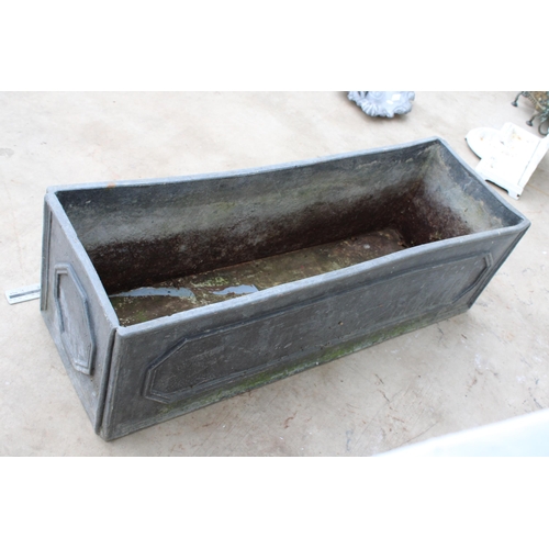 1505 - A VINTAGE SOLID HEAVY LEAD TROUGH PLANTER (L:78CM)