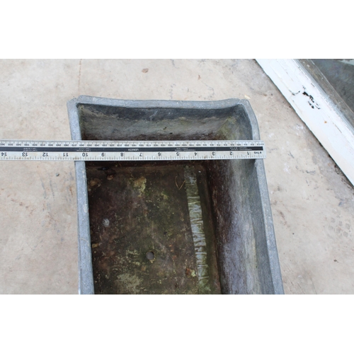 1505 - A VINTAGE SOLID HEAVY LEAD TROUGH PLANTER (L:78CM)