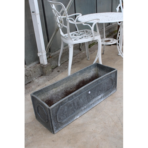 1505 - A VINTAGE SOLID HEAVY LEAD TROUGH PLANTER (L:78CM)