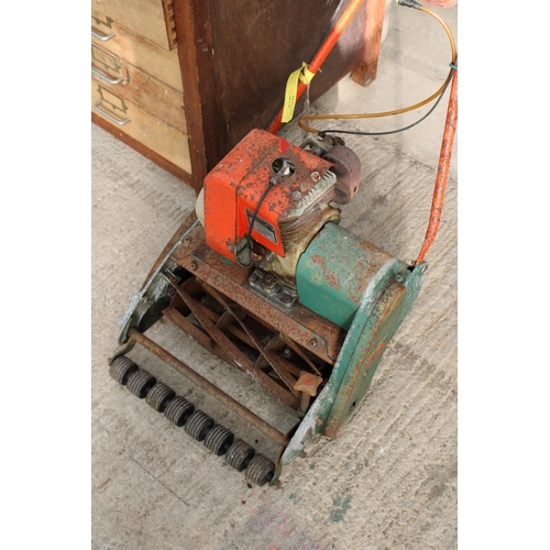 1813 - A VINTAGE PETROL ENGINE SUFFOLK CYLINDER MOWER