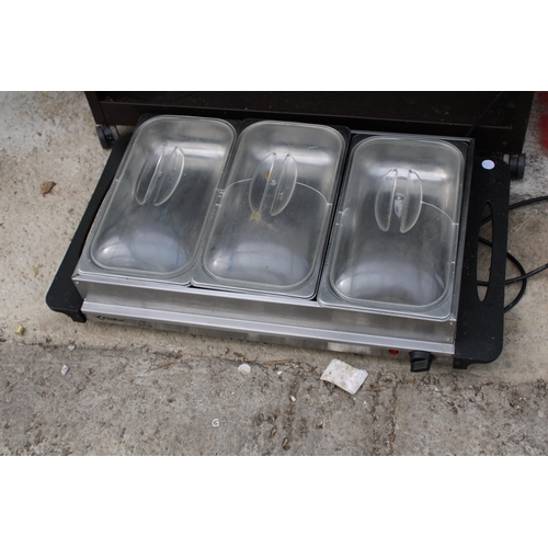 2367 - TWO ELECTRIC HOT PLATE FOOD WARMERS TO INCLUDE A HOSTESS TROLLEY AND A STAINLESS STEEL DELTA HOT PLA... 