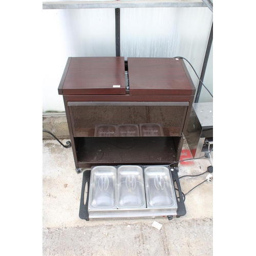 2367 - TWO ELECTRIC HOT PLATE FOOD WARMERS TO INCLUDE A HOSTESS TROLLEY AND A STAINLESS STEEL DELTA HOT PLA... 