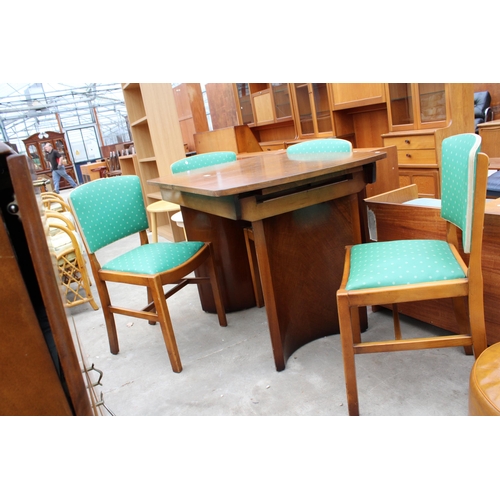 2681 - A MID 20TH CENTURY WALNUT EXTENDING DINING  TABLE AND FOUR CHAIRS