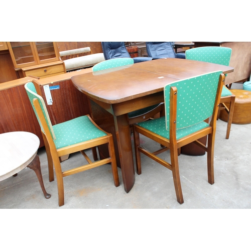 2681 - A MID 20TH CENTURY WALNUT EXTENDING DINING  TABLE AND FOUR CHAIRS