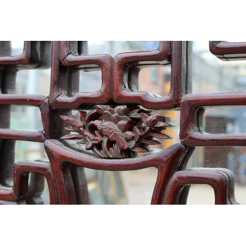 3011 - AN ORIENTAL HARDWOOD CARVED AND MIRRORED PANEL 33