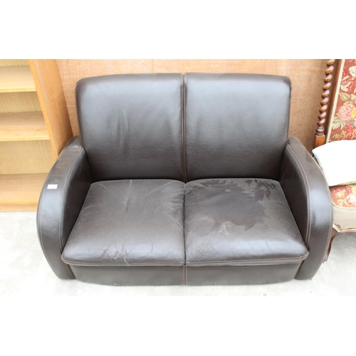 3054 - AN OTIUM (ITALY) LEATHER TWO SEATER SETTEE