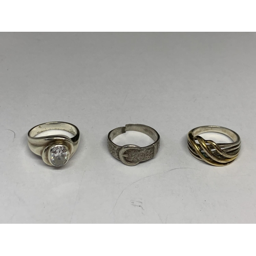 523 - FIVE SILVER RINGS