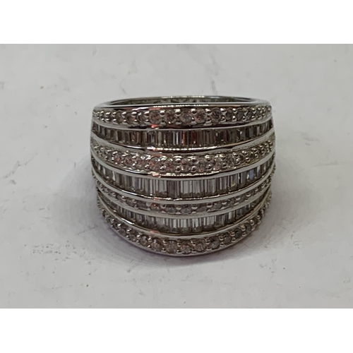 540 - A BOXED SILVER AND STONE RING