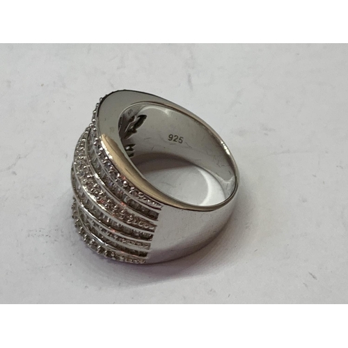 540 - A BOXED SILVER AND STONE RING