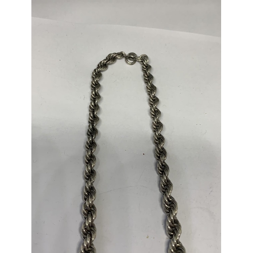 544 - A SILVER ROPE CHAIN LENGTH 18