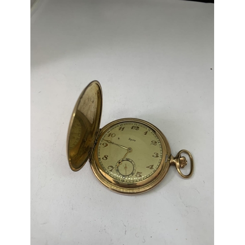 603 - A GERMAN GOLD PLATED POCKET WATCH SEEN WORKING BUT NO WARRANTY