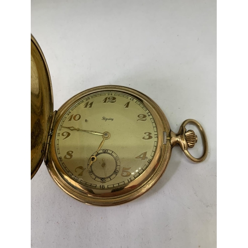 603 - A GERMAN GOLD PLATED POCKET WATCH SEEN WORKING BUT NO WARRANTY