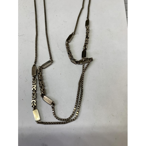 604 - FOUR SILVER NECKLACES