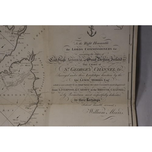 11 - MORRIS (LEWIS) FOLD OUT MAP OF ST.GEORGES CHANNEL PUBLISHED 25TH NOVEMBER 1800 BY WILLIAM MORRIS, 92... 