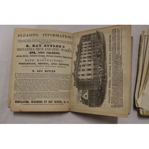 14 - A BRADSHAWS MONTHLY RAILWAY GUIDE DATED FEBRUARY 1845, PAPERBACK VERSION AND A FOLD OUT RAILWAY MAP