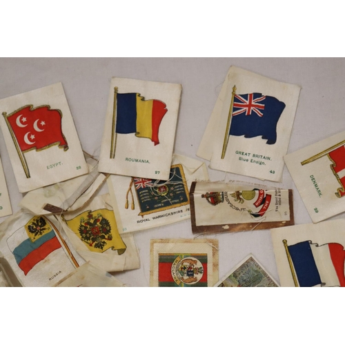 19 - A BOX OF MURATTI CIGARETTES SILK CARDS CIRCA 1914, THE SILKS BEING FLAGS OF THE WORLD