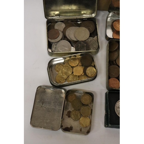 327 - A SELECTION OF MIXED COINAGE, MAINLY UK , INCLUDING 1953 YEAR SET, TWO TUBS OF UNCIRCULATED QE11 PEN... 