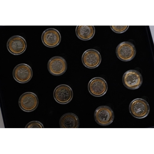 331 - BRAZIL, THE 2016 RIO GAMES SET OF 16, 1 REAL COINS , DISPLAYED IN CASE, EACH WITH COA