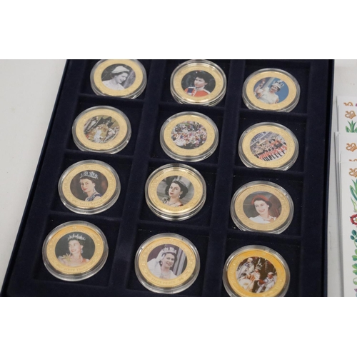 332 - 1953-2013 CORONATION JUBILEE OF HM QUEEN ELIZABETH 11, A SELECTION OF 16, 24 CARAT GOLD PLATED COINS... 