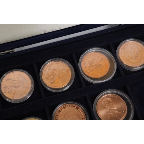 336 - A CASE CONTAINING 11 USA LARGE COPPER COINS, EACH ENCAPSULATED