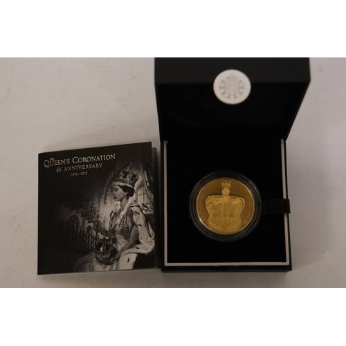 358 - THE ROYAL MINT  2013  .925 AG PLATED WITH FINE GOLD . WEIGHT IS 28.28 GRMS  THE 60TH ANNIVERSARY OF ... 