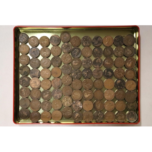 400 - APPROXIMATELY 530 PRE-DECIMAL BRITISH ONE PENNY COINS DATING FROM 1861 TO THE 1960'S