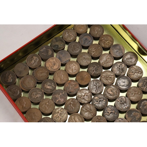 400 - APPROXIMATELY 530 PRE-DECIMAL BRITISH ONE PENNY COINS DATING FROM 1861 TO THE 1960'S