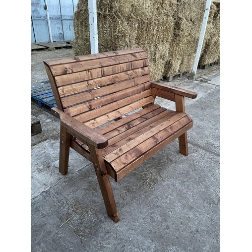 201 - AN AS NEW EX DISPLAY CHARLES TAYLOR GARDEN FURNITURE TWO SEATER BENCH PLUS VAT