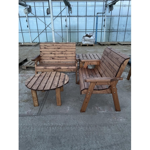 202 - AN AS NEW EX DISPLAY CHARLES TAYLOR GARDEN FURNITURE SET COMPRISING OF A TWO SEATER BENCH, THREE SEA... 