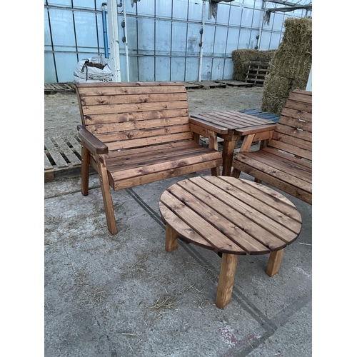 202 - AN AS NEW EX DISPLAY CHARLES TAYLOR GARDEN FURNITURE SET COMPRISING OF A TWO SEATER BENCH, THREE SEA... 