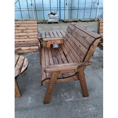 202 - AN AS NEW EX DISPLAY CHARLES TAYLOR GARDEN FURNITURE SET COMPRISING OF A TWO SEATER BENCH, THREE SEA... 