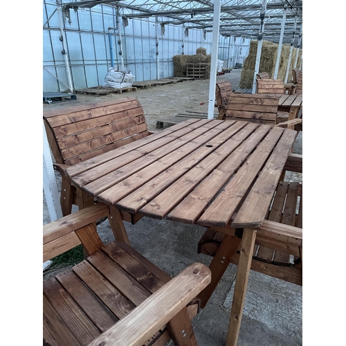 204 - AN AS NEW EX DISPLAY CHARLES TAYLOR GARDEN FURNITURE OVAL TABLE WITH TWO 2 SEATER BENCHES AND TWO CH... 