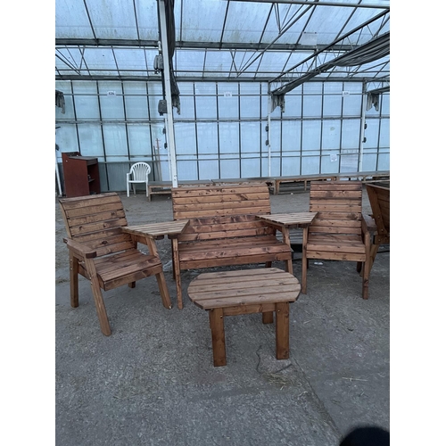 209 - AN AS NEW EX DISPLAY CHARLES TAYLOR GARDEN FURNITURE SET TO INCLUDE A TWO SEATER BENCH, TWO CHAIRS A... 