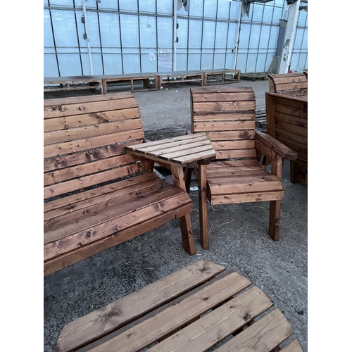 209 - AN AS NEW EX DISPLAY CHARLES TAYLOR GARDEN FURNITURE SET TO INCLUDE A TWO SEATER BENCH, TWO CHAIRS A... 