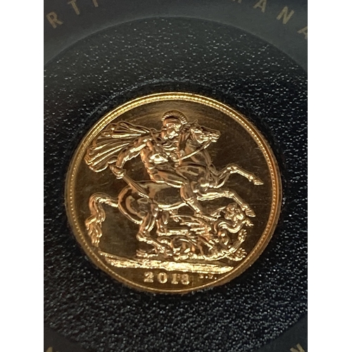 348 - A CASED UNCIRCULATED GOLD SOVEREIGN DATED 2018